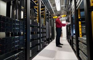 Picture of a man in a server room
