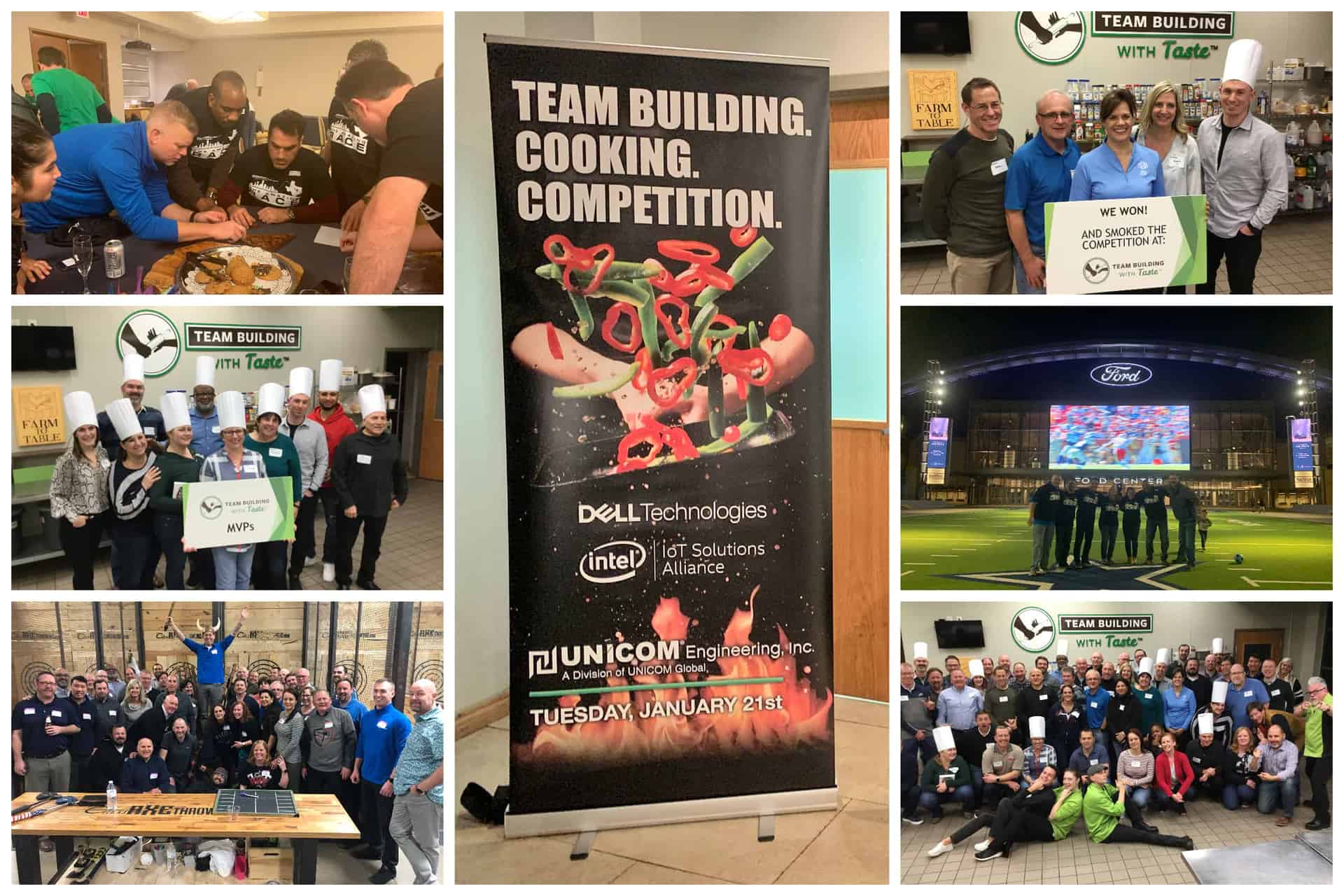 Compilation of photos from UNICOM Engineering 2020 Sales Kick-Off Team Building 