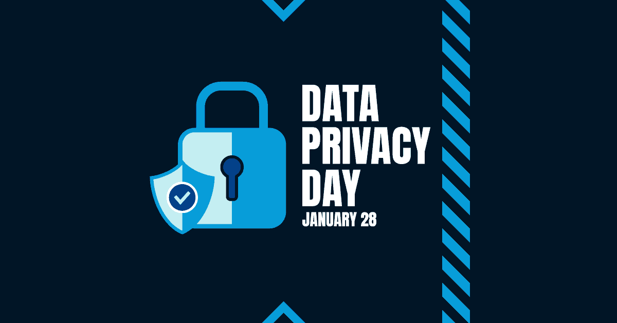 Data privacy day image with lock and shield