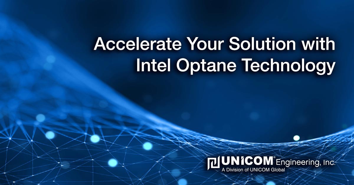 CGI decorative interconnected web with text that reads: Accelerate Your Solution with Intel Optane Technology