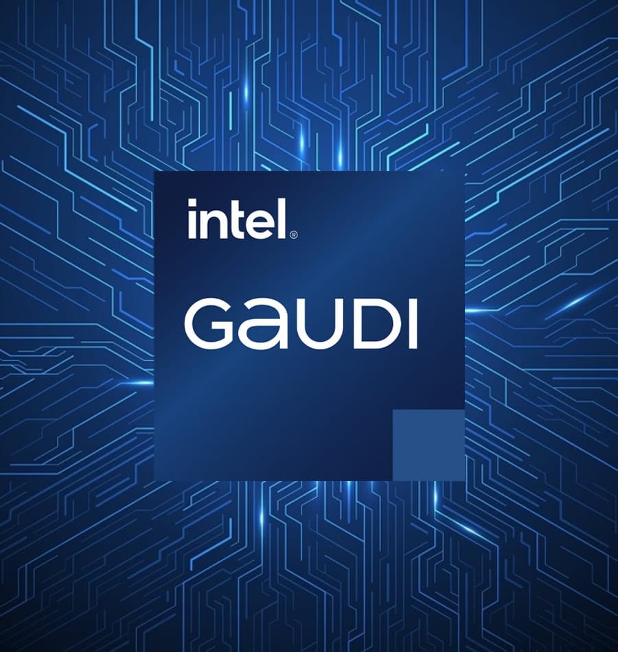 Intel Gaudi 3 on technology background