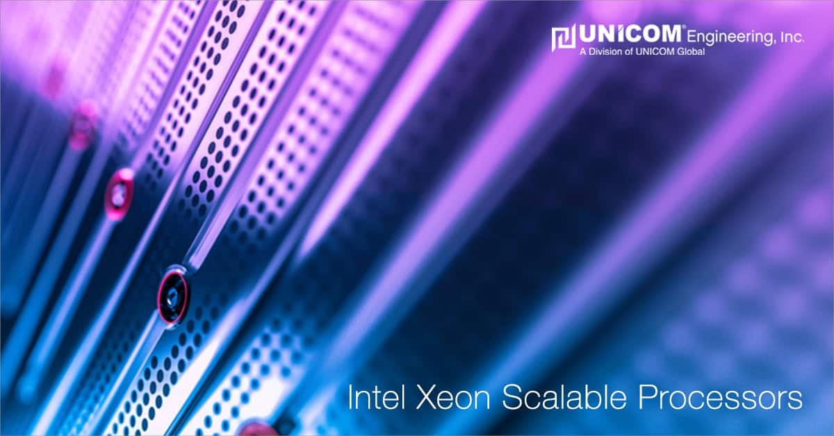 Abstract technology picture with blue and purple lights and UNICOM's logo