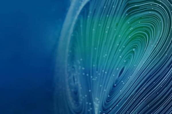 abstract blue and green network lines in an arc