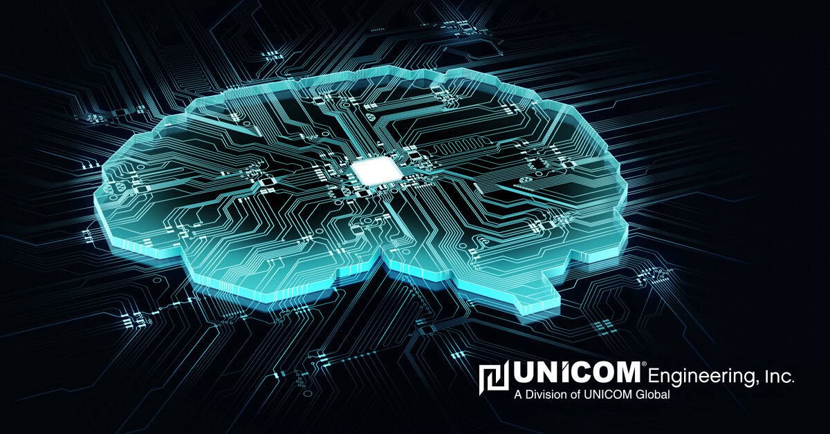 Computer generated image of a computer chip with holographic brain around it, representing how Intel Scalable Xeon Processors are handling AI workloads
