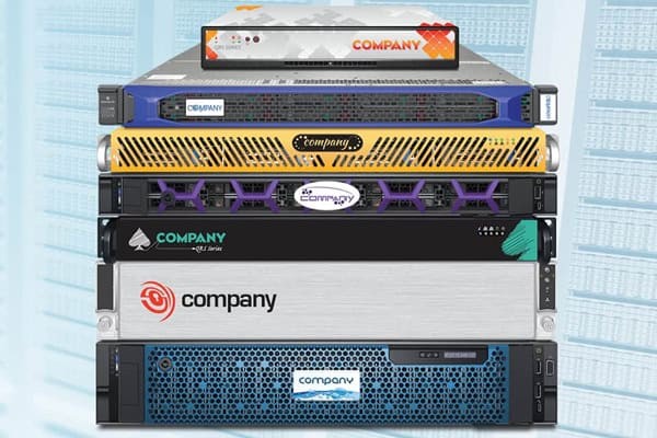 servers with custom designs on the bezels
