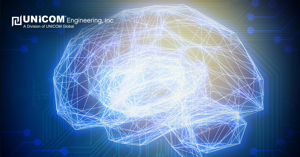 Blue light up connecting nodes forming a brain
