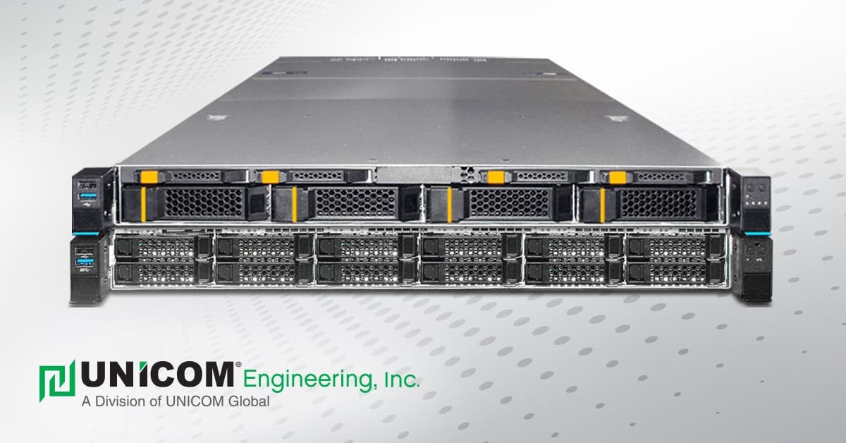 Picture of a server with UNICOM Engineering's logo